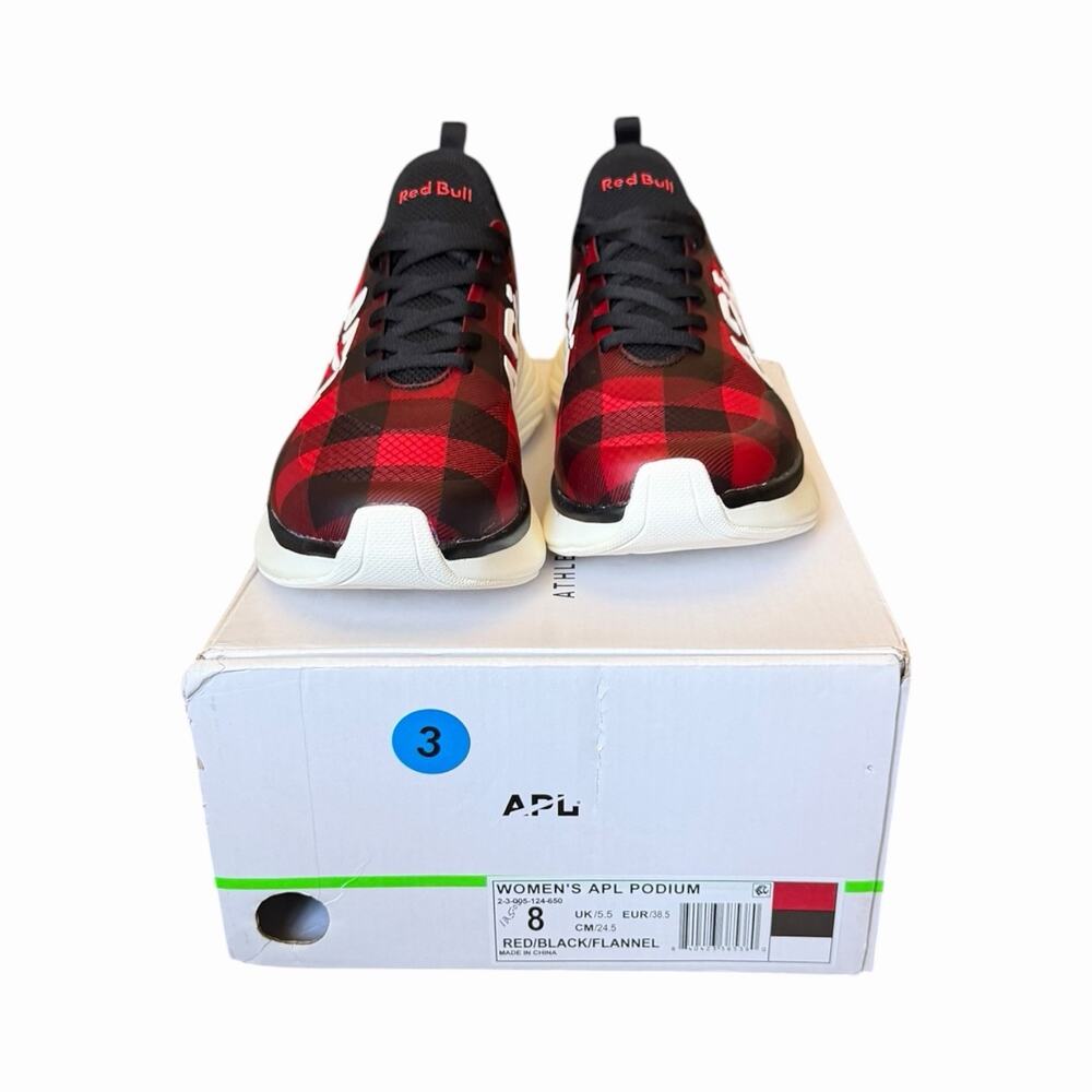 APL Podium Oracle Red Bull Racing Flannel Sneakers Red Black Women’s Size 8 NIB